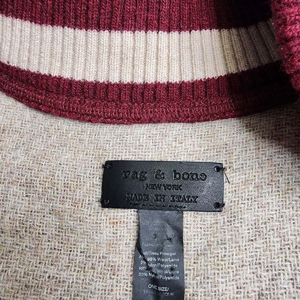 RAG & BONE Maroon Varsity Full Zip Wool Poncho Cape $450 One Size - Picture 4 of 9